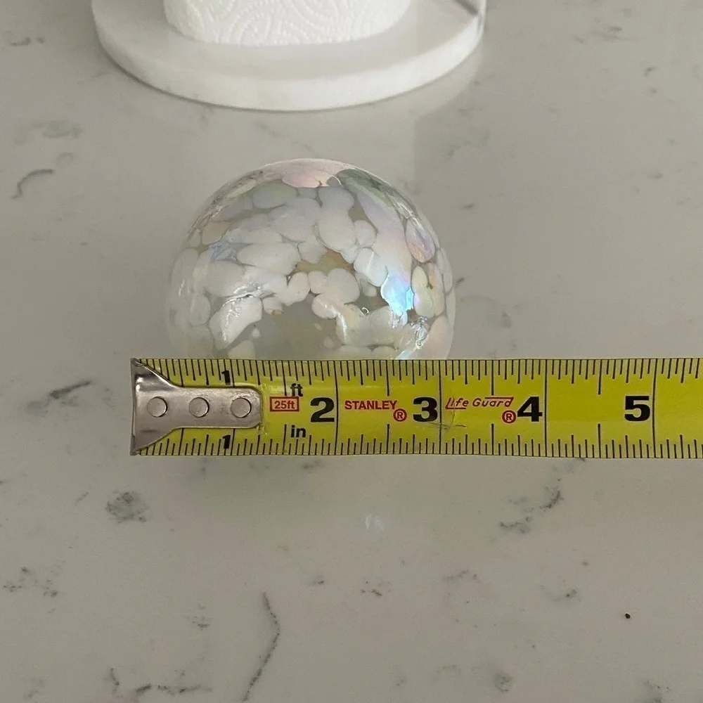 Blown Art Deco Small Glass Bud Vase Iridescent Pearl White and Clear
